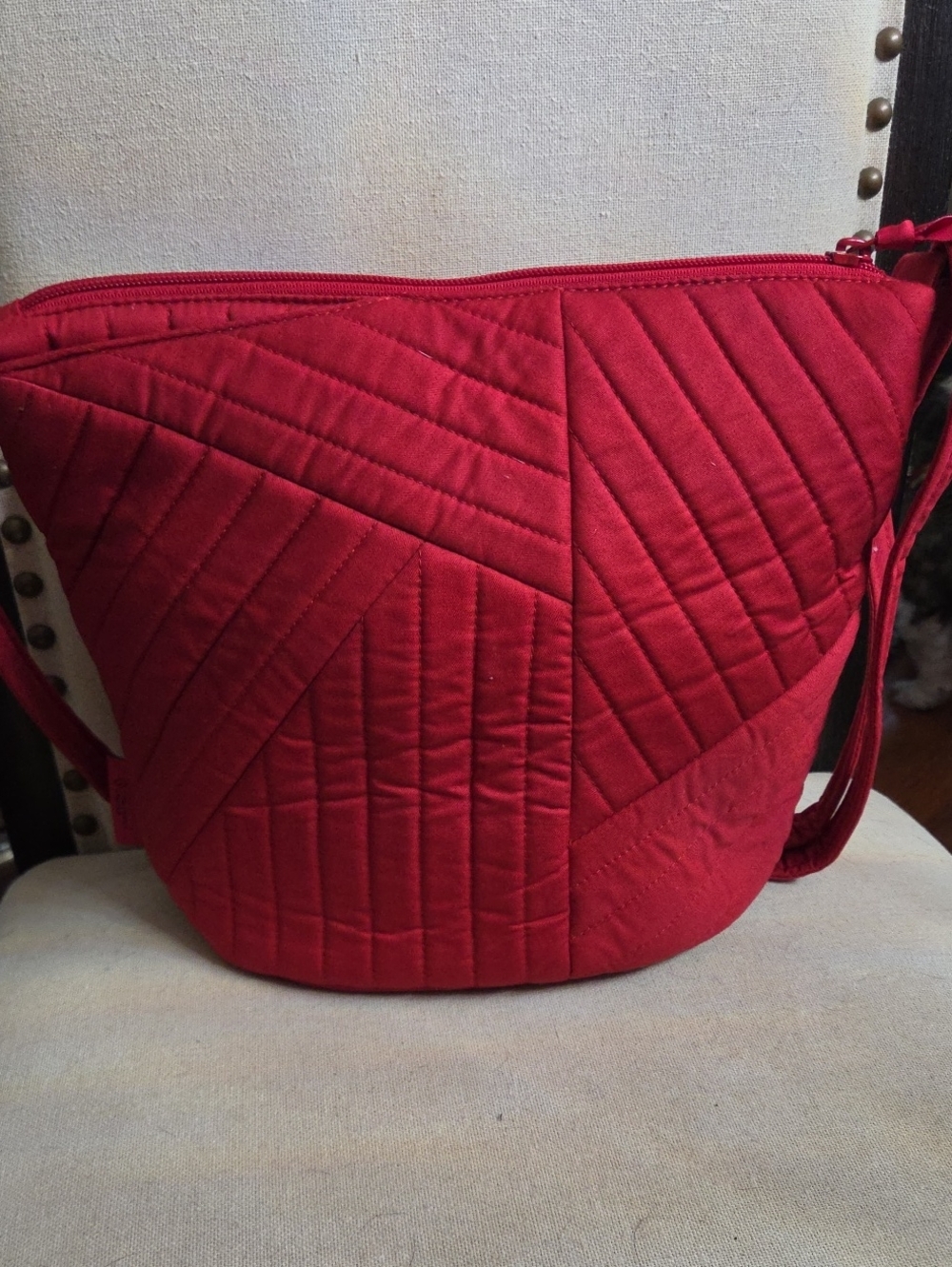 Vera Brady Red Quilted Crossbody Bag
